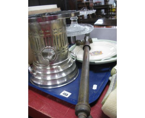 Apex Plated Burner, of cylindrical form, Beswick dish, glass tazza's, garden spray:- One Tray