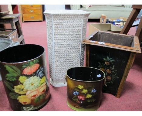 A Bassani Pottery Stick Stand, two waste paper bins and jardiniere stand. (4)