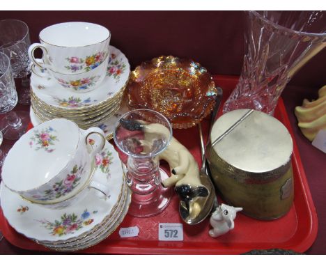 A Horse Shoe in the Form of an Inkwell, with plaque "Alice aged 24". Minton Marlow" pattern part tea service etc:- One Tray
