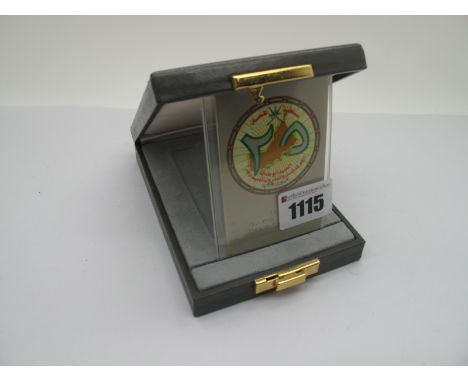 1995 Silver Jubilee 25th National Day Commemorative Ingot/Panel, stamped "925", in case.