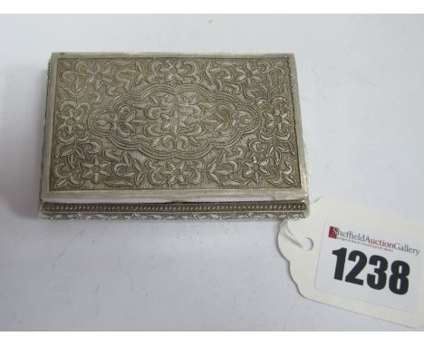 A Middle Eastern Trinket/Snuff Box, of rectangular form, allover detailed in relief, stamped "925", 7.6cm wide.