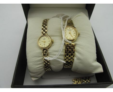 Rotary: A Ladies 9ct Gold Cased Dress Watch, the circular signed dial with line markers, to 9ct gold brick link bracelet, ano
