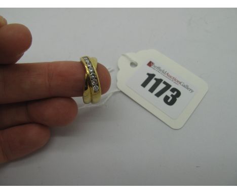 A Modern 18ct Gold Diamond Set Crossover Dress Ring.* 4.2 grams