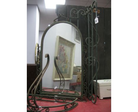 Continental Cast Iron, mirror, console table and a wall hanging hat rack.