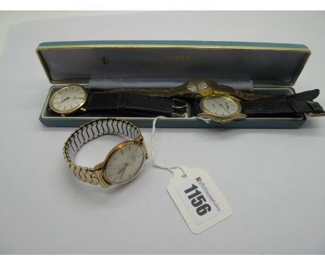 Omega; A DeVille 9ct Gold Cased Gent's Wristwatch, the signed dial with line markers, within plain case, on a strap; a vintag
