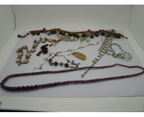 A Selection f Vintage and Later Bead Necklaces, including graduated faceted, Diamanté panel style, alternate bead designs, et