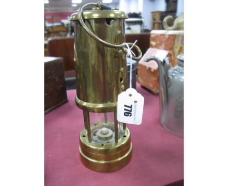 A British Coal Mining Company Wales UK, brass miners lamp.