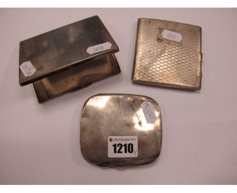 A Hallmarked Silver Cigarette Case, allover engine turned, another example, plain and monogrammed, etc. (3)