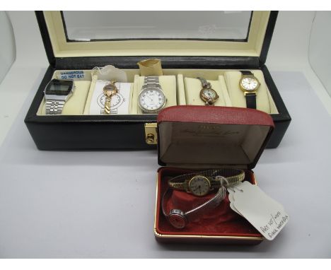 A Collection of Vintage Style and Later Ladies Wristwatches, including Omega, Pilot, Bulova etc, a gent's Timex wristwatch, a