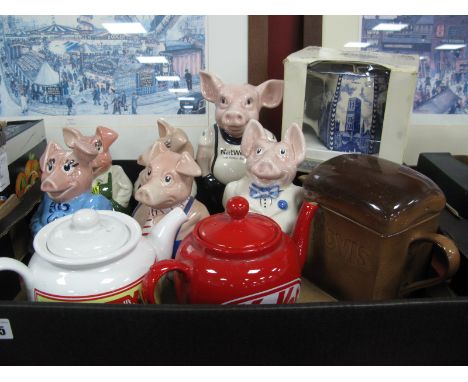Wade Nat west Pigs, including 'Sir Nathaniel' with blue bow tie, large pig with braces 'Nat West The Action Bank' to White T-