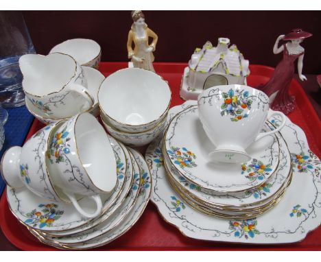 Gladstone Fruit Pattern Tea Service, of twenty one pieces, Coalport figurines, dwelling:- One Tray