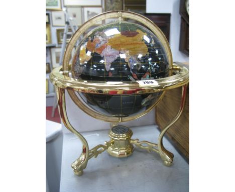 A Terrestrial Mineral Globe in Brass Stand, 30cm diameter overall.