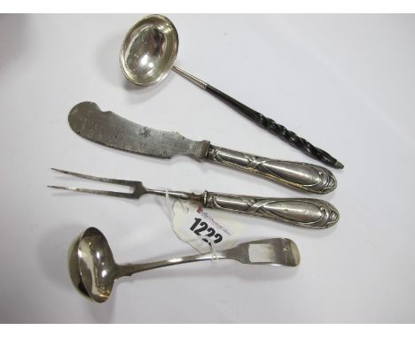 A Small Hallmarked Silver Handle, (marks rubbed) with twisted handle; a Scottish hallmarked silver ladle, PS, Edinburgh 1827;
