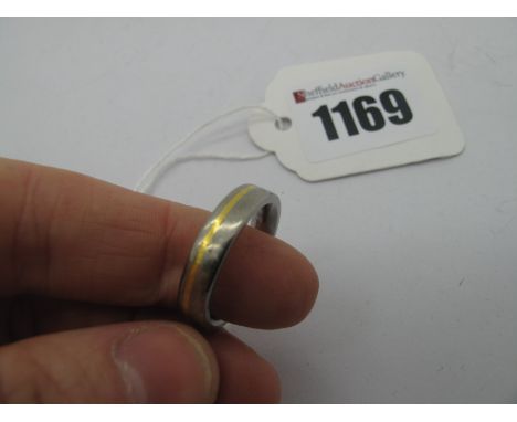 A Modern Two Colour Band Ring, with inset highlight, stamped "Titan".