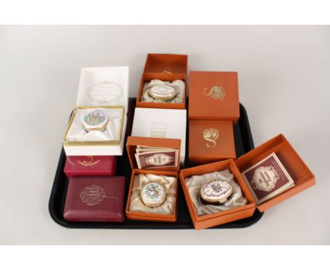 Ten various boxed Staffordshire and Birmingham enamel boxes