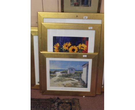 Nine various gallery prints, Olivier Raab, Anne Marie Butlin, Shirley Felts plus nine various seaside and other prints