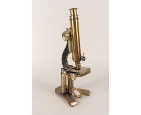 A brass microscope by R Fields &amp; Son Birmingham