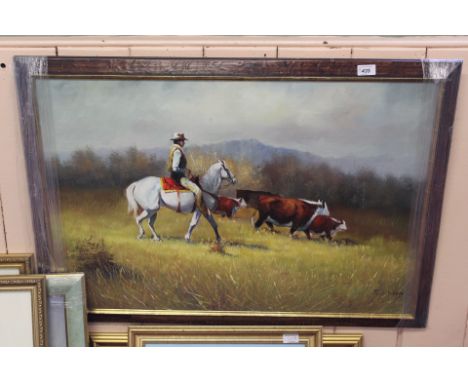 Robert Whitten oils on board of rhinos wallowing and antelope, Alan Fairbrass oil on board of two elephants and one other oil