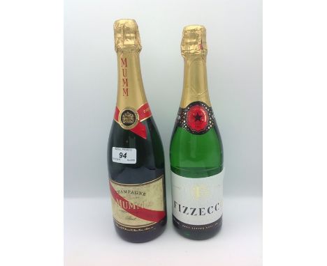 1 BOTTLE OF SPARKLING WINE FIZZECCO, 1 BOTTLE OF CHAMPAGNE MUMM.