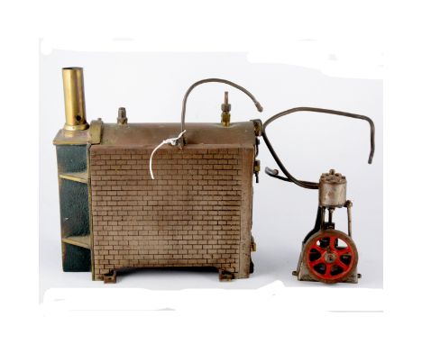 Bassett- Lowke live steam stationary engine, with horizontal boiler and a vertical beam engine. (2)
