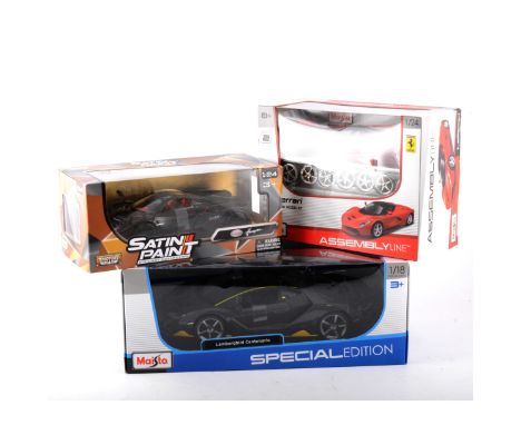 Modern large scale diecast models, including Nocoral Porsche 917,  Maisto special edition La Ferrari, Lamborghini Centenario,