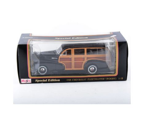Maisto Special edition 1948 Chevrolet Fleetmaster (Woody) 1:18 scale model, boxed, along with a selection of 1970s Model of Y