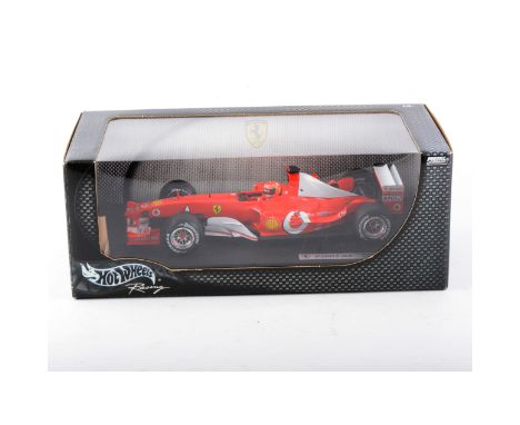 Hotwheels 1:18 scale diecast models, including Ferarri F1-200, F2003-GA, F2004 Michael Schumacher and others, (6). 