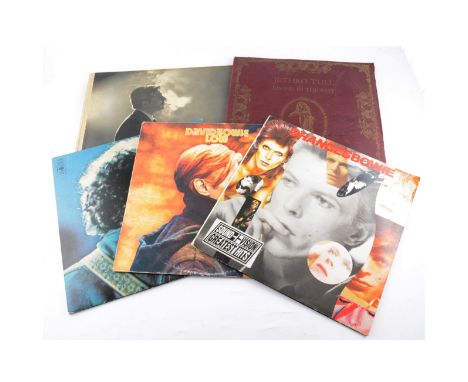 Vinyl LP music records, a large collection to include David Bowie, Bob Dylan, Jethro Tull and others.