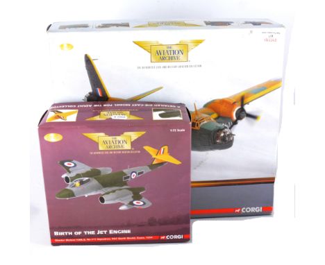 Corgi The Aviation Archive; 1:72 scale model of the Vickers Wellington Mk.III Z1572 no. AA34803, and a Gloster Meteor F.Mk.8 