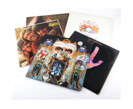 Vinyl music record LPs, mostly 1960s to 1980s pop, rock, easy listening, to include Michael Jackson, Queen, Kate Bush, etc,