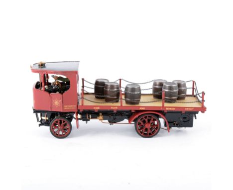 Bassett-Lowke scale white metal model of a Brewing Company steam wagon, 16cm. 