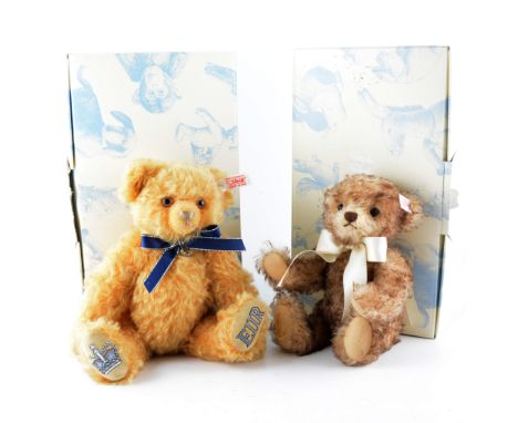 Modern Steiff 'Diamond Jubilee' bear, 28cm tall, in original box but no certificate, along with Royal Baby George, 25cm tall,