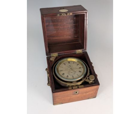 A rare 19th century marine Chronometer by Robert Molyneaux, circa 1840, No. 2510, the 3½ inch silvered dial signed ''Robert M