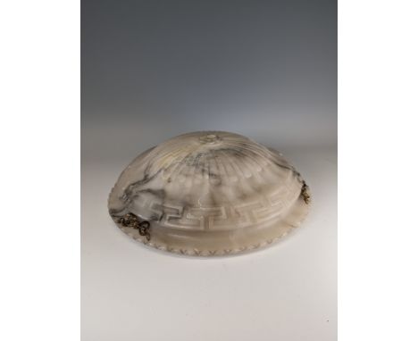 A large antique marble and gilt metal chandeliers Globe / Shade, cracks to inside, W , together with a large quantity of glas