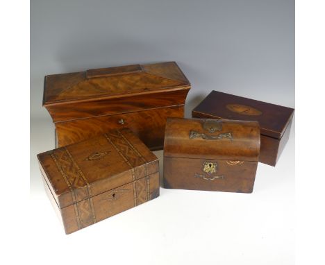 A Victorian domed topped Tea Caddy, by 'Cormack Brothers, Makers, 37 Ludgate Hill London', with brass mounts and complete fit