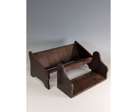 An antique mahogany and walnut banded Book Trough, W 38 cm, together with another smaller Book Trough(2) 