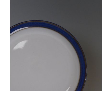 A Denby Imperial Blue pattern part Dinner and Tea Service, comprising seven Dinner Plates, seven Side Plates, seven Bowls, si