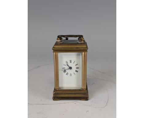 An early 20th century French gilt brass miniature carriage Clock, movement stamped 'ACG' and '348', H 9 cm. 