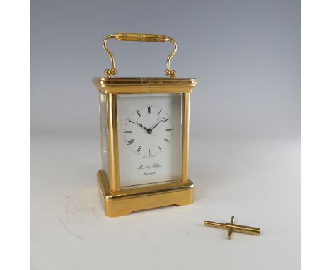 An early 20th century English striking carriage Clock, by&nbsp;Morrell &amp; Hilton,&nbsp;the white enamelled dial with Roman