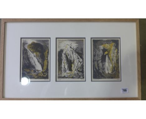 John Piper -  original lithograph three landscapes 1944 - ref: Levinson - framed size 37cm x 63cm - image size 20cm x 46cm 