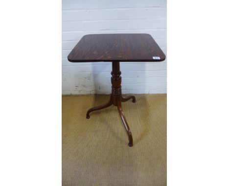 A George III oak side table on a ring turned column and tripod base - Height 73cm x 49cm x 44cm