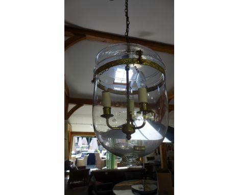 A 20th century glass bell shaped hall lantern - Height 40cm x Diameter 26cm
Provenance: Sherford House, Bromyard