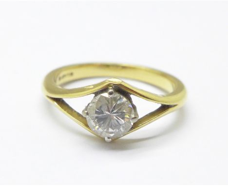 An 18ct gold and diamond solitaire ring, approximately 0.5carat diamond weight, 3.1g, K 