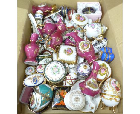A collection of decorative china, trinket boxes and vases, including del Prado and Limoges 