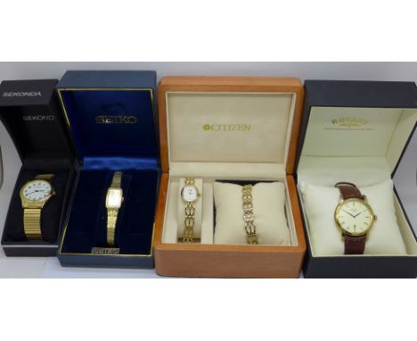 Boxed wristwatches including Seiko and Rotary 