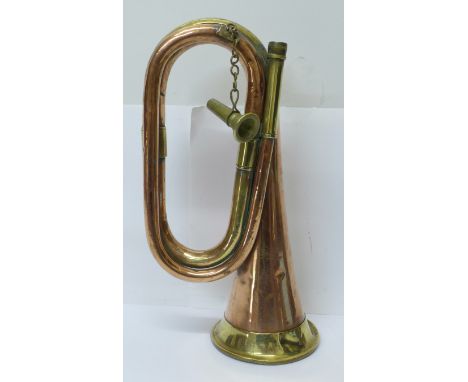 A brass and copper bugle 