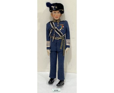 A King George VI Coronation felt doll by J.K. Farnell &amp; Co 1937, wearing an RAF uniform. 14" high