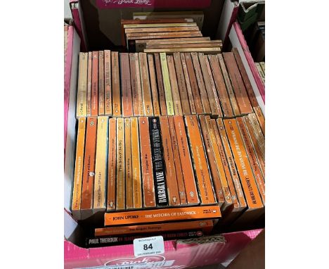 Two boxes of vintage orange Penguin paperbacks