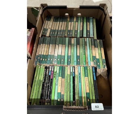 A box of vintage green Penguin books 