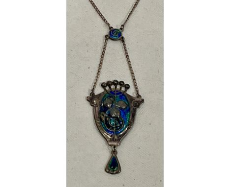 An Arts &amp; Crafts silver and enamel pendant by Charles Horner. Chester 1911. Enamel losses